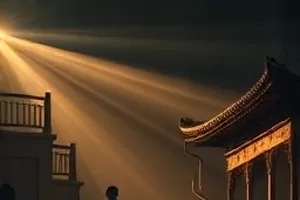老式调音台上一排推子的近景